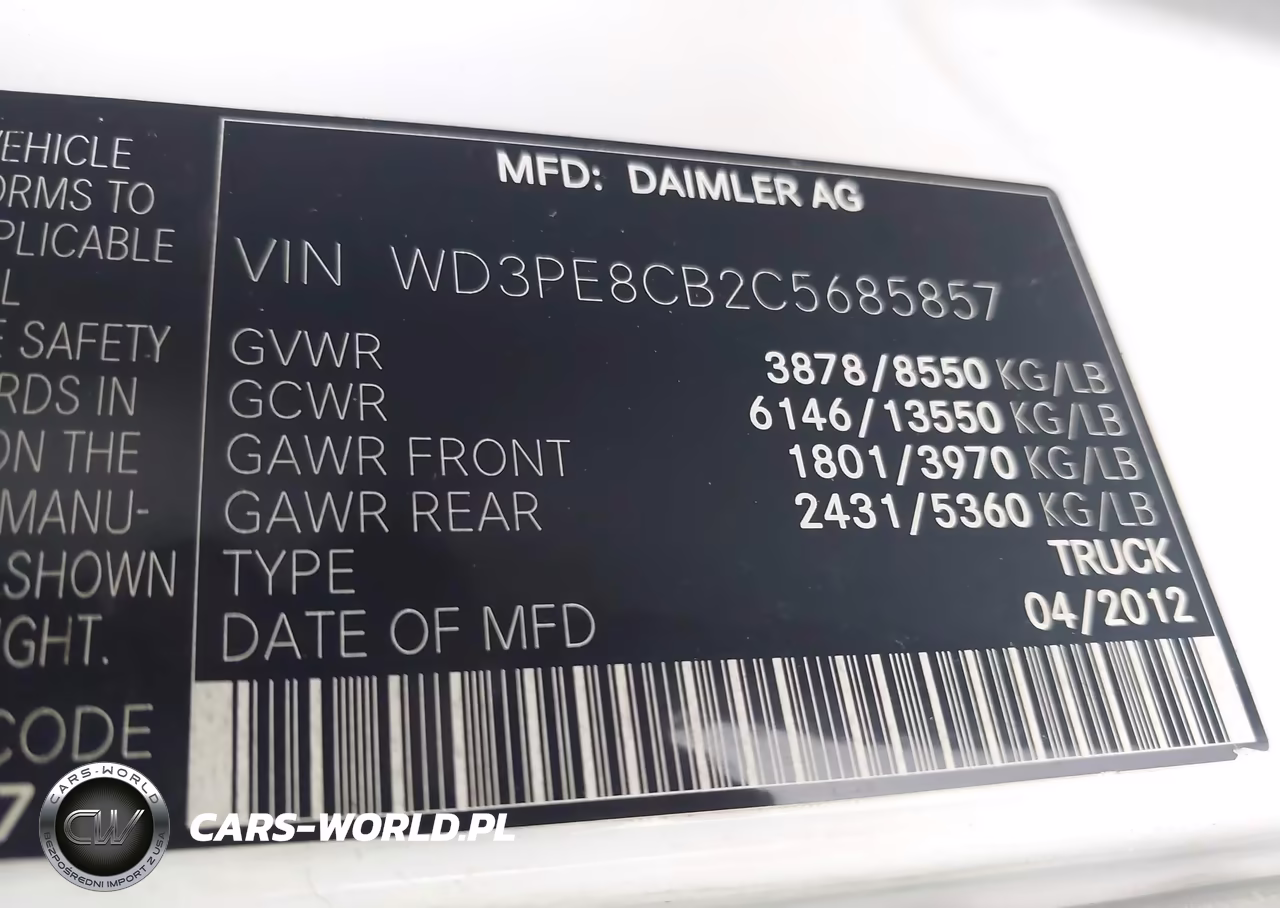 2012 Mercedes-Benz Sprinter 2500 High Roof VIN:WD3PE8CB2C5685857 - 9