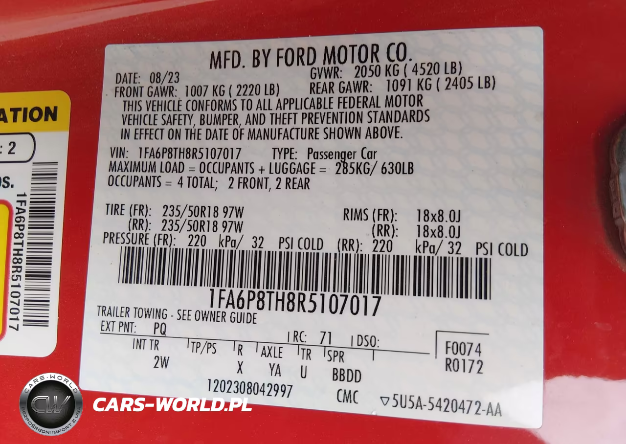 2024 Ford Mustang Ecoboost Fastback VIN:1FA6P8TH8R5107017 - 9