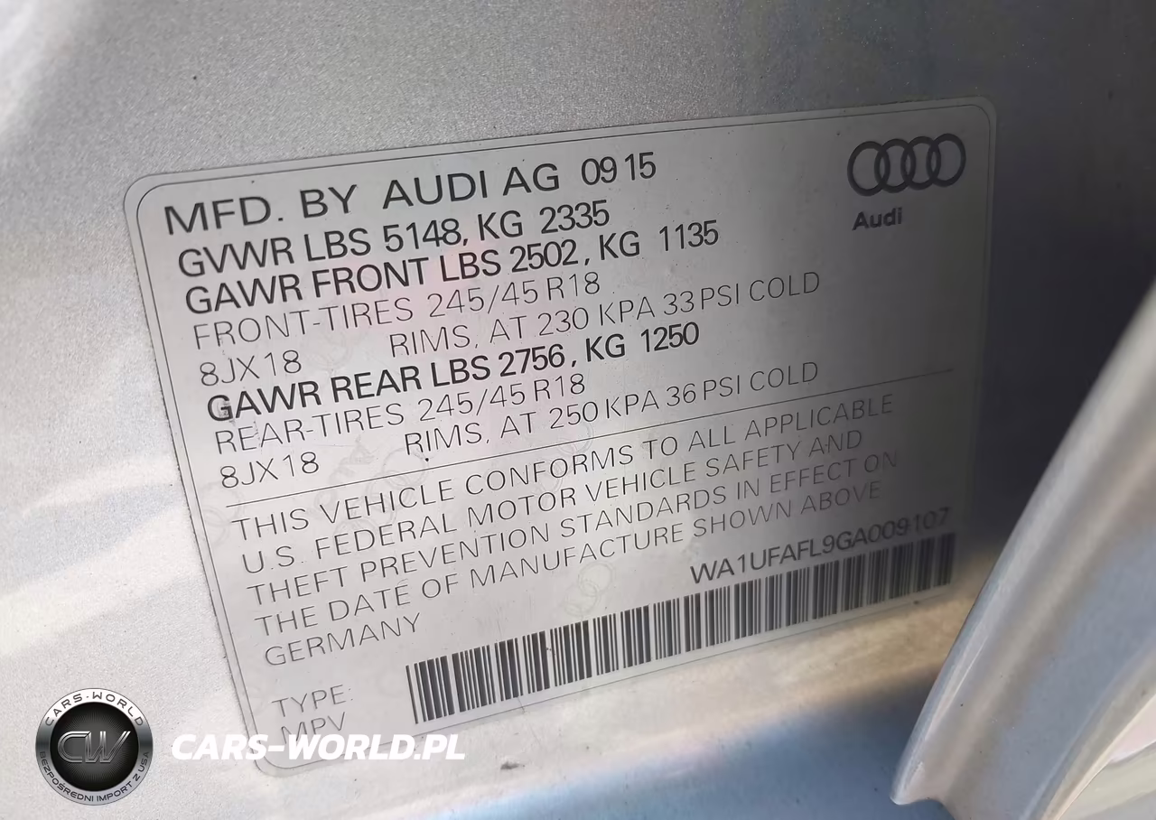 2016 Audi Allroad Premium Plus VIN:WA1UFAFL9GA009107 - 9
