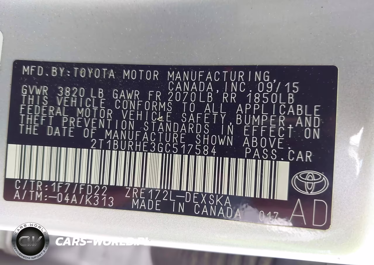 2016 Toyota Corolla S VIN:2T1BURHE3GC517584 - 9