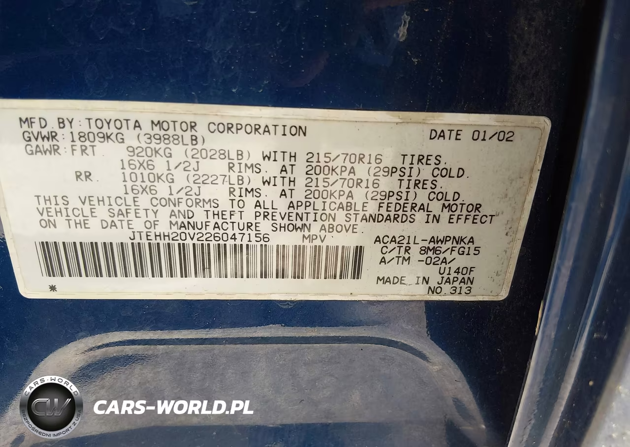 2002 Toyota Rav4 VIN:JTEHH20V226047156 - 9