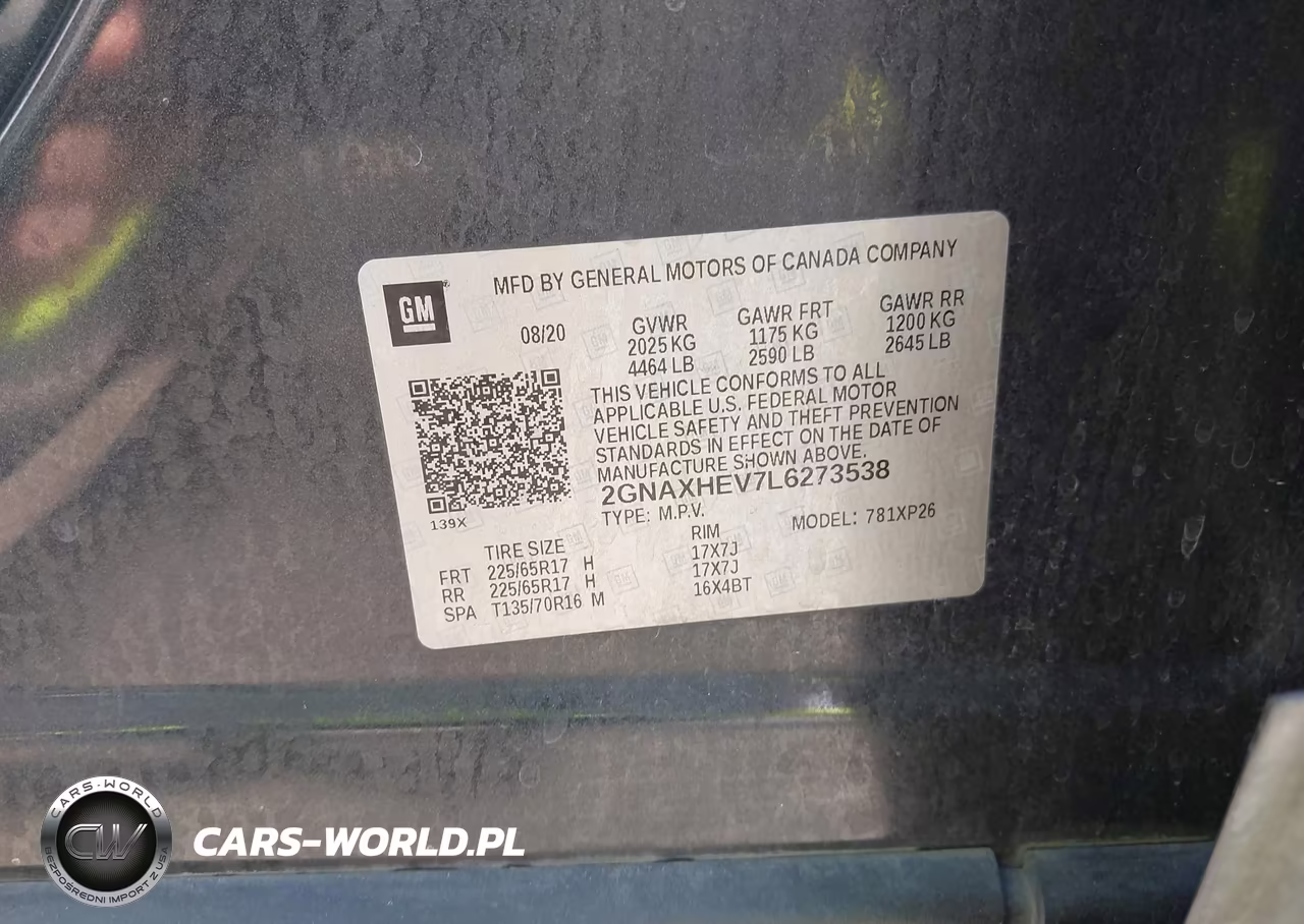 2020 Chevrolet Equinox Fwd Ls VIN:2GNAXHEV7L6273538 - 9