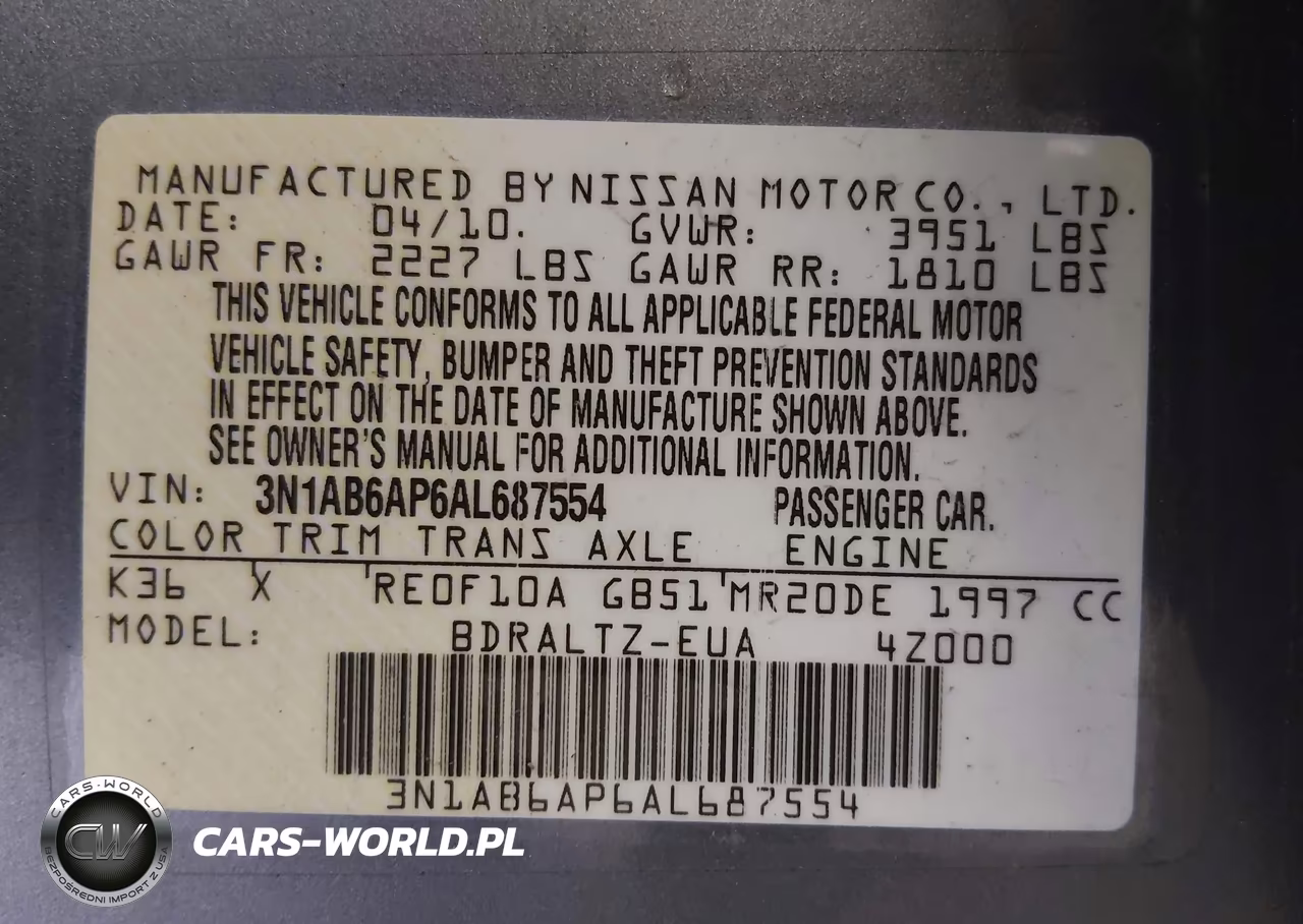 2010 Nissan Sentra 2.0S VIN:3N1AB6AP6AL687554 - 9