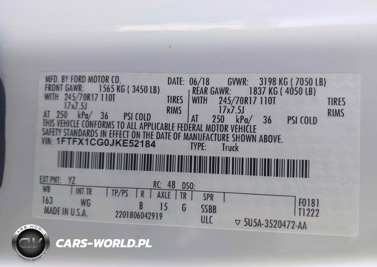 2018 Ford F-150 Xl VIN:1FTFX1CG0JKE52184 - 9