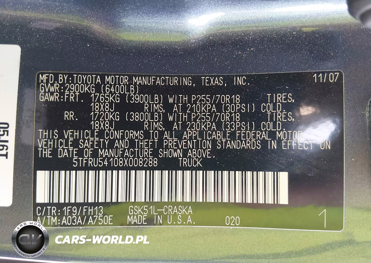 2008 Toyota Tundra Base V6 VIN:5TFRU54108X008288 - 9