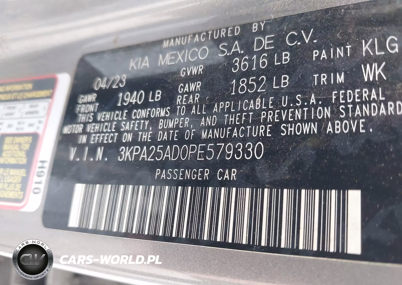 2023 Kia Rio S VIN:3KPA25AD0PE579330 - 9