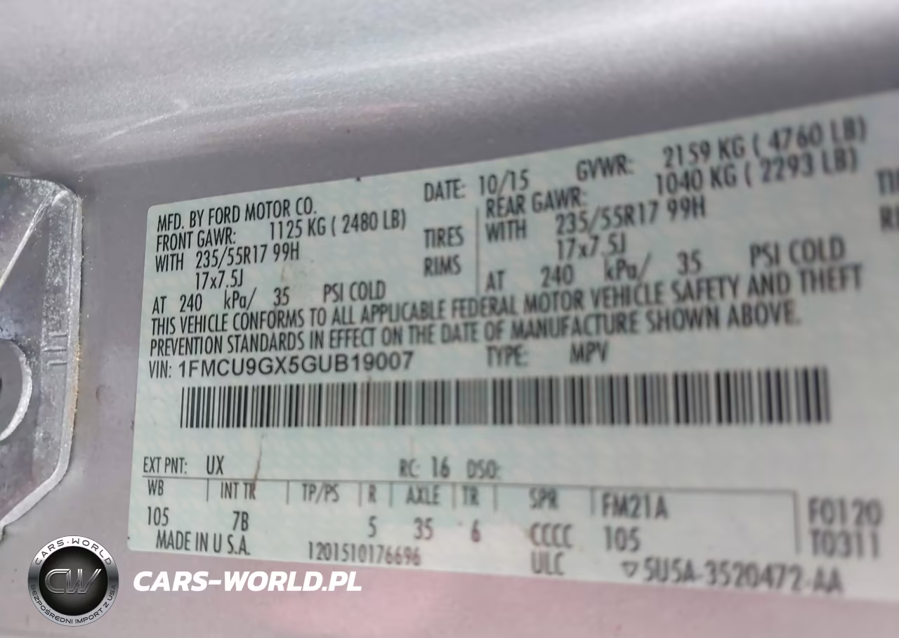 2016 Ford Escape Se VIN:1FMCU9GX5GUB19007 - 9