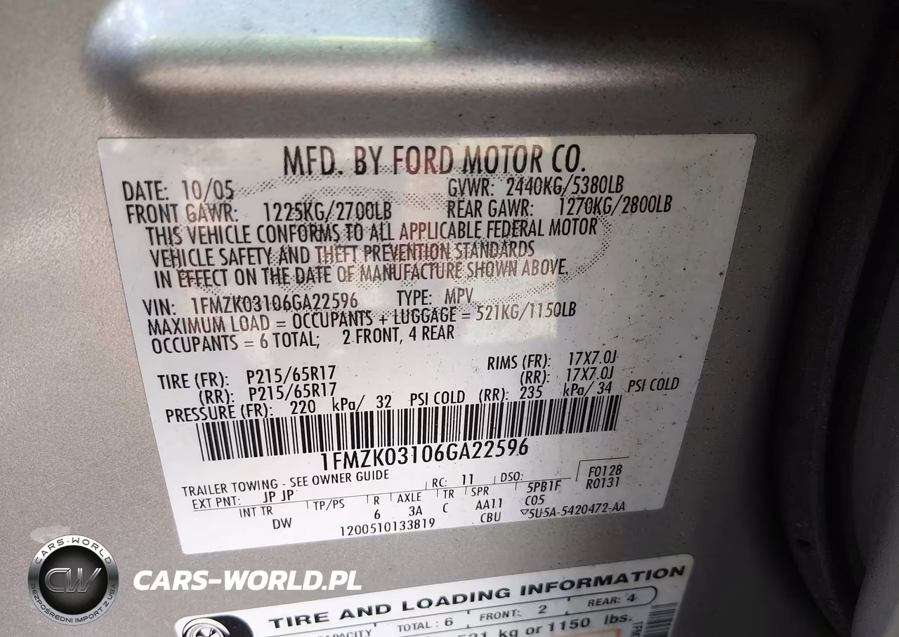 2006 Ford Freestyle Limited VIN:1FMZK03106GA22596 - 9