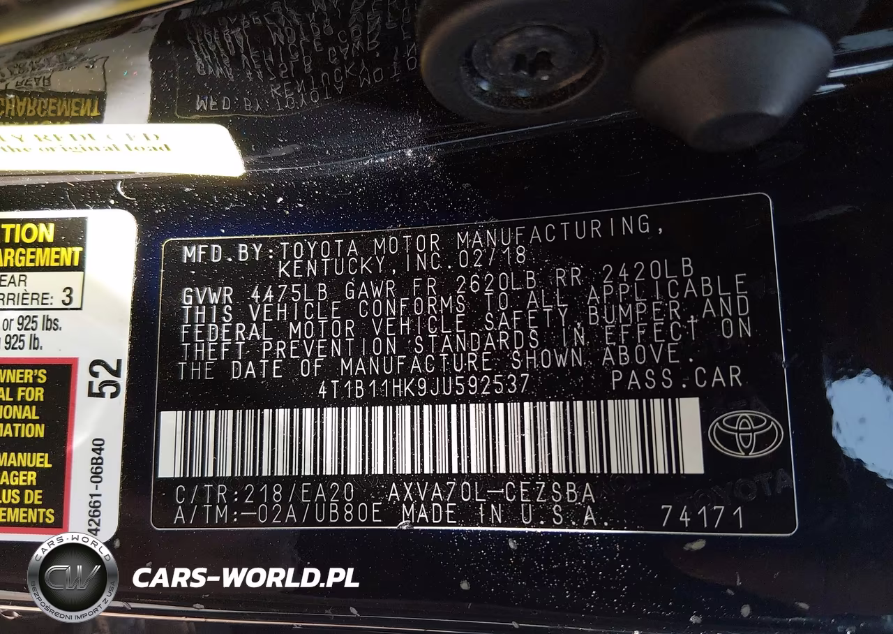 2018 Toyota Camry Se VIN:4T1B11HK9JU592537 - 9