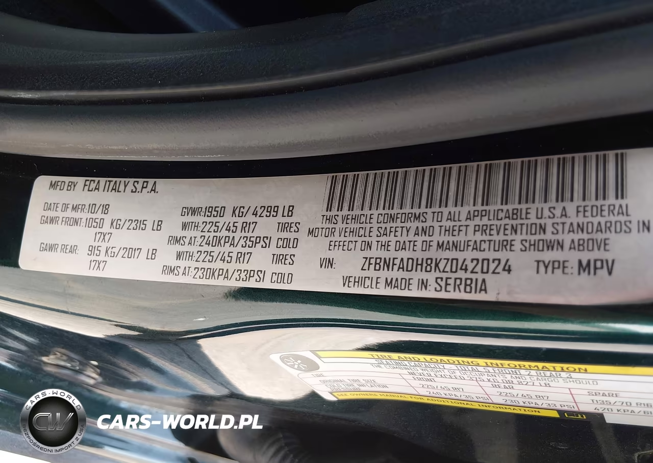 2019 Fiat 500L Trekking VIN:ZFBNFADH8KZ042024 - 9