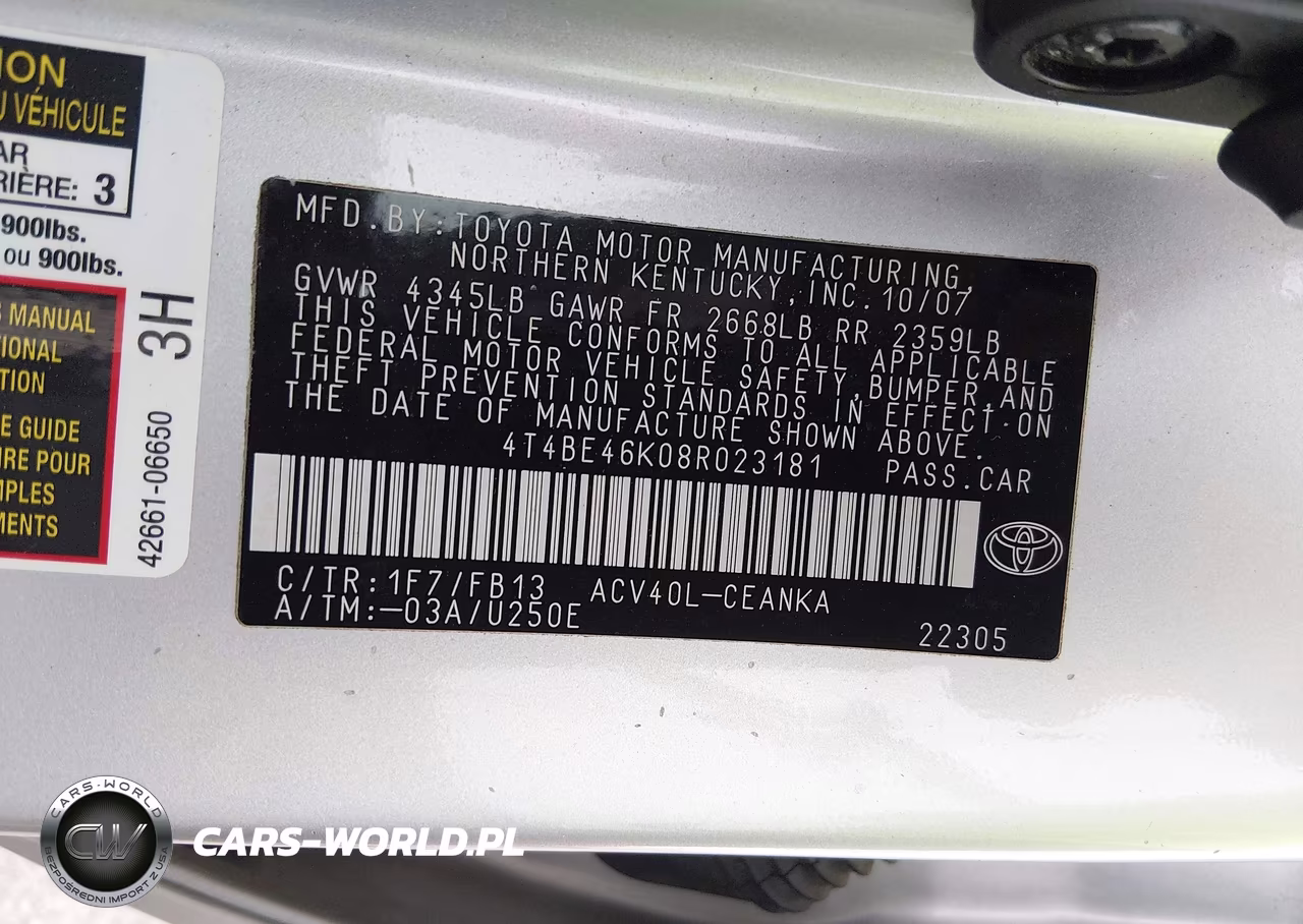 2008 Toyota Camry Le VIN:4T4BE46K08R023181 - 9