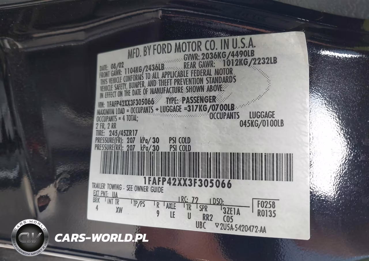2003 Ford Mustang Gt VIN:1FAFP42XX3F305066 - 9