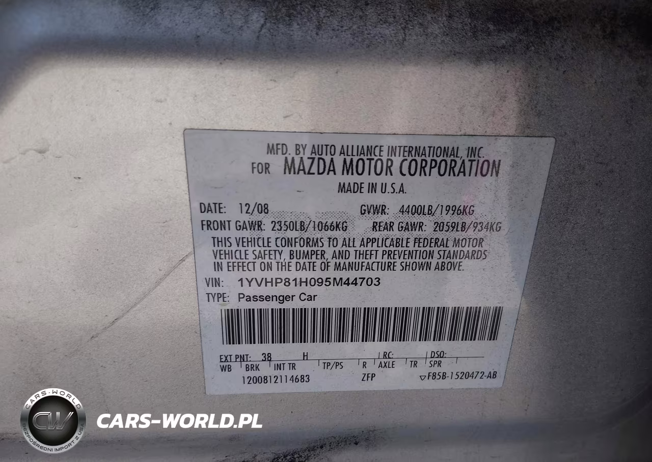 2009 Mazda Mazda6 I Sport VIN:1YVHP81H095M44703 - 9