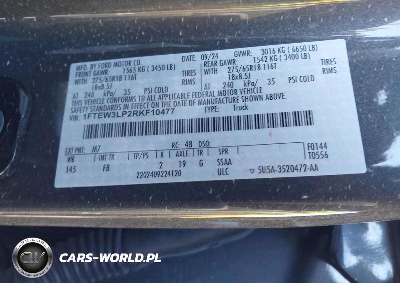 2024 Ford F-150 Xlt VIN:1FTEW3LP2RKF10477 - 9