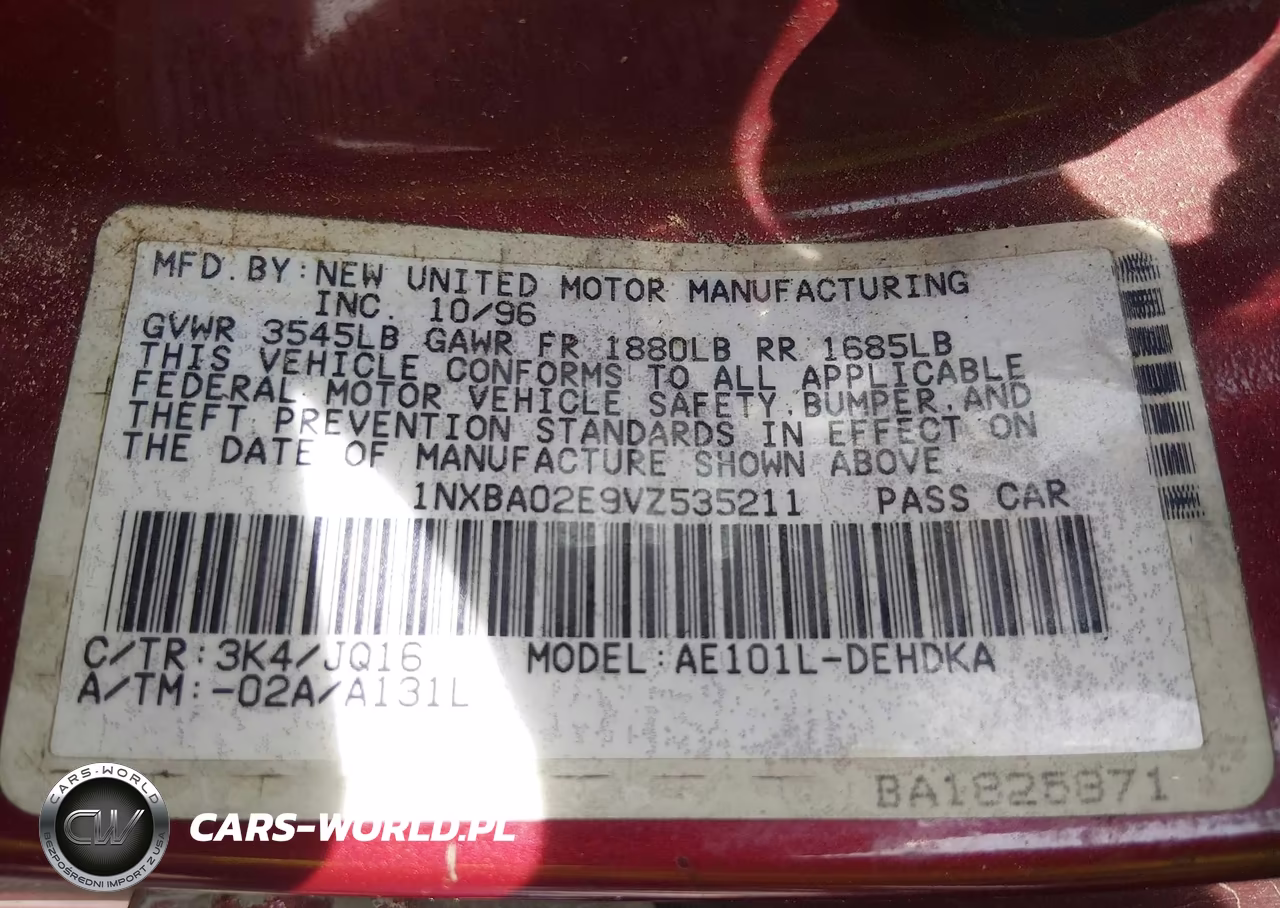 1997 Toyota Corolla Std VIN:1NXBA02E9VZ535211 - 9