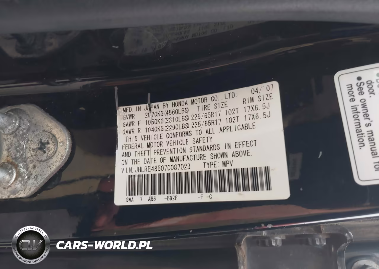 2007 Honda Cr-V Ex VIN:JHLRE48507C087023 - 9
