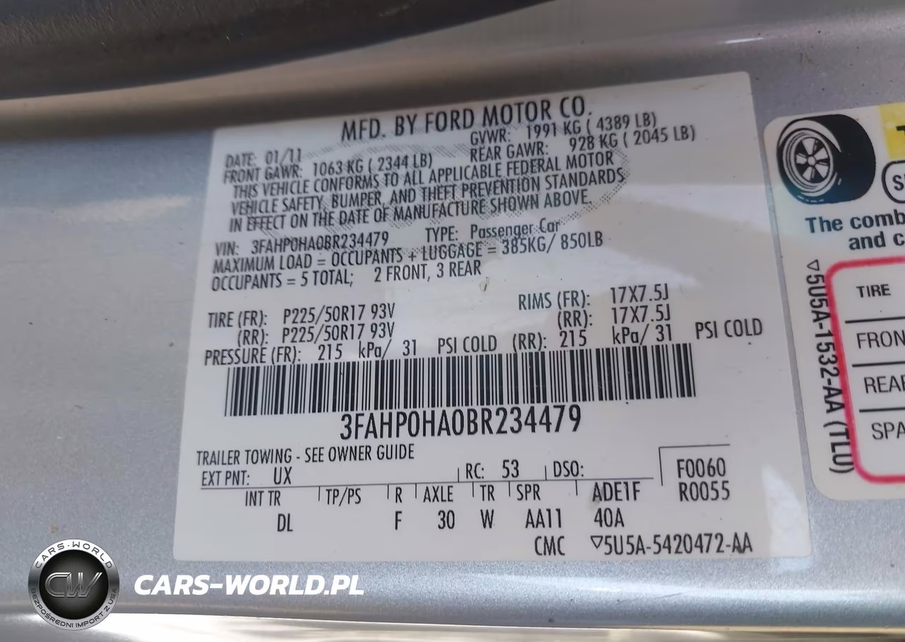 2011 Ford Fusion Se VIN:3FAHP0HA0BR234479 - 9