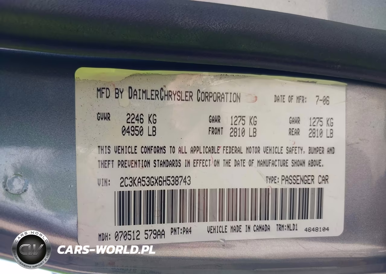 2006 Chrysler 300 Touring VIN:2C3KA53GX6H538743 - 9