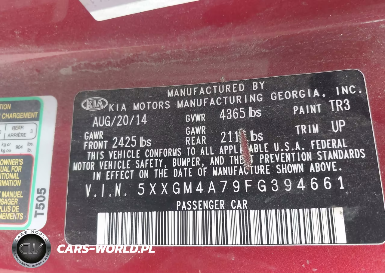 2015 Kia Optima Lx VIN:5XXGM4A79FG394661 - 9