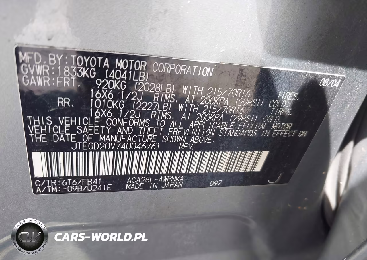 2004 Toyota Rav4 VIN:JTEGD20V740046761 - 9