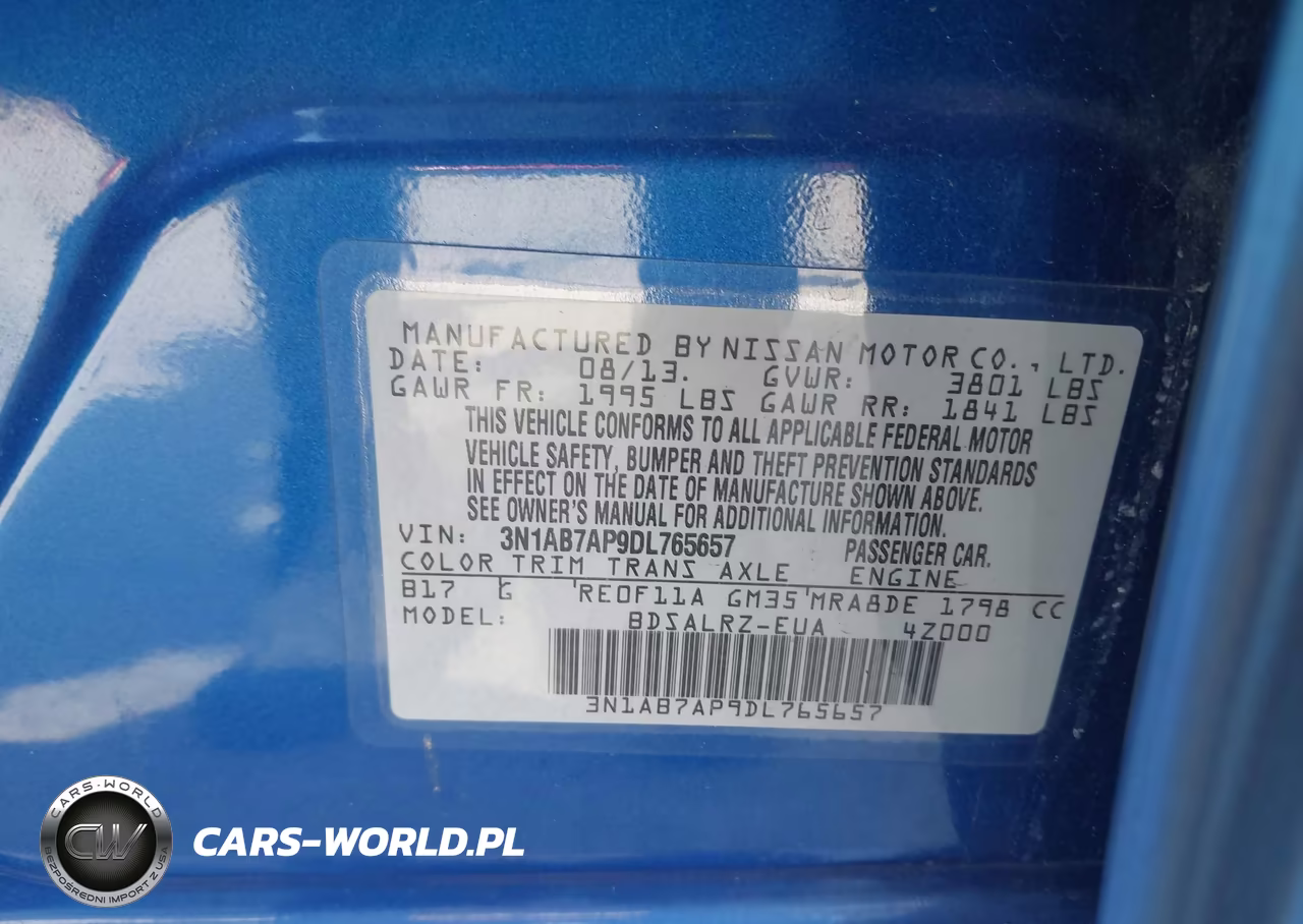 2013 Nissan Sentra Sr VIN:3N1AB7AP9DL765657 - 9