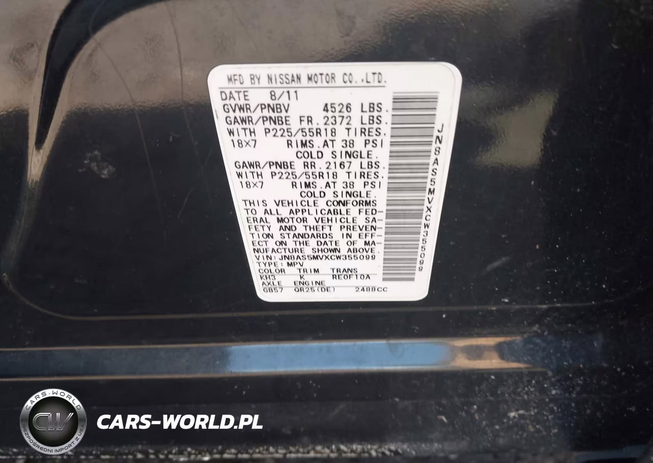 2012 Nissan Rogue Sv W-Sl Pkg VIN:JN8AS5MVXCW355099 - 9