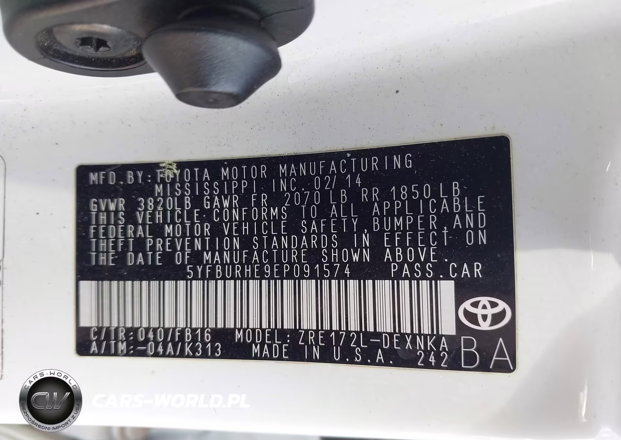 2014 Toyota Corolla Le Plus VIN:5YFBURHE9EP091574 - 9