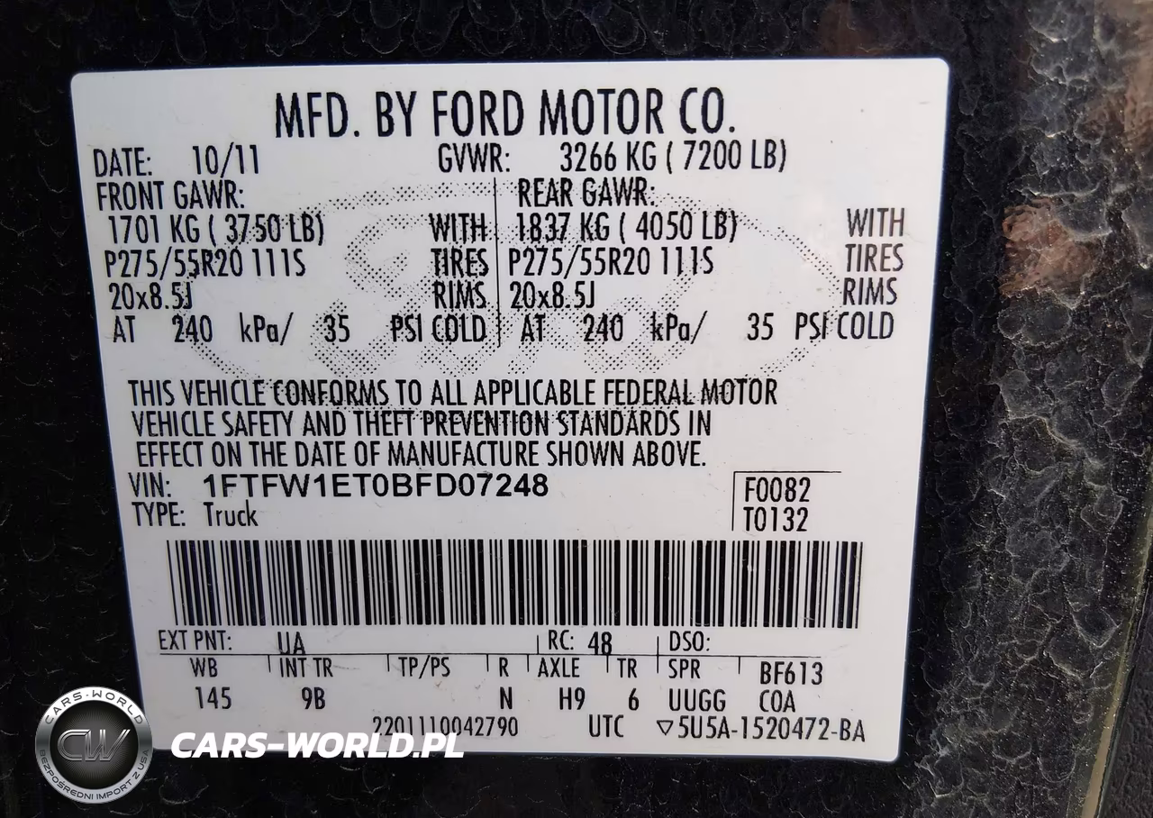 2011 Ford F-150 Platinum VIN:1FTFW1ET0BFD07248 - 9