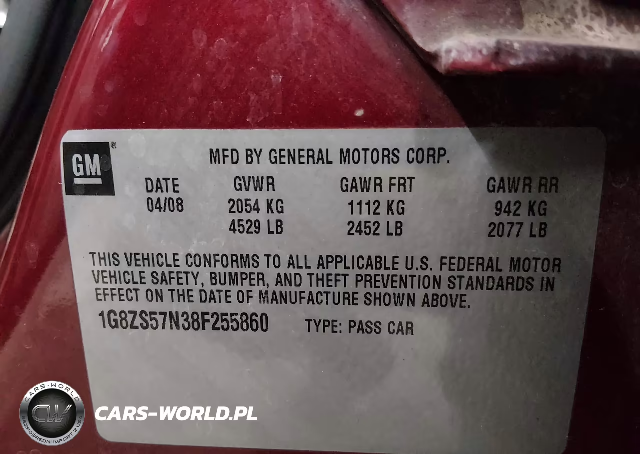 2008 Saturn Aura Xe VIN:1G8ZS57N38F255860 - 9