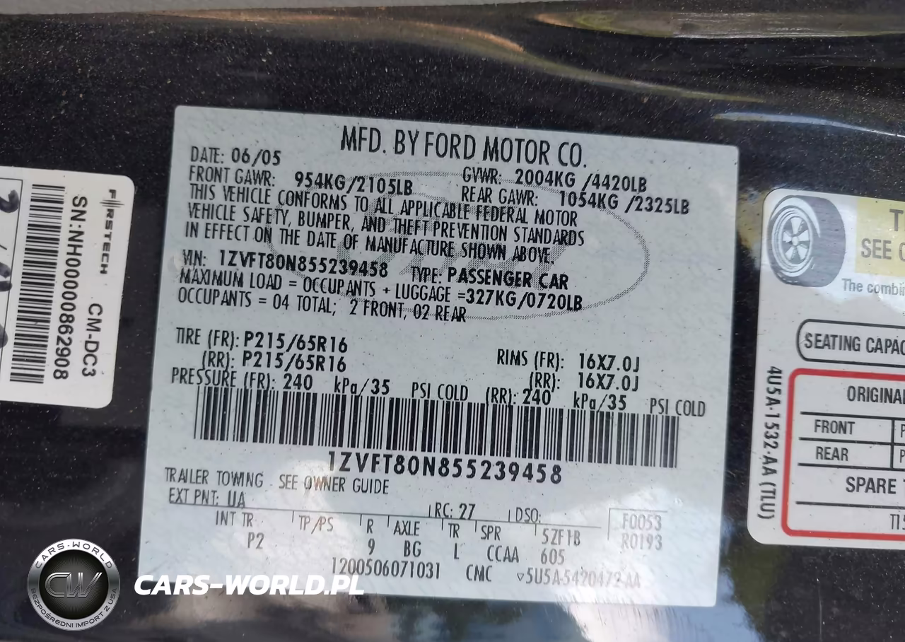 2005 Ford Mustang V6 Deluxe-V6 Premium VIN:1ZVFT80N855239458 - 9