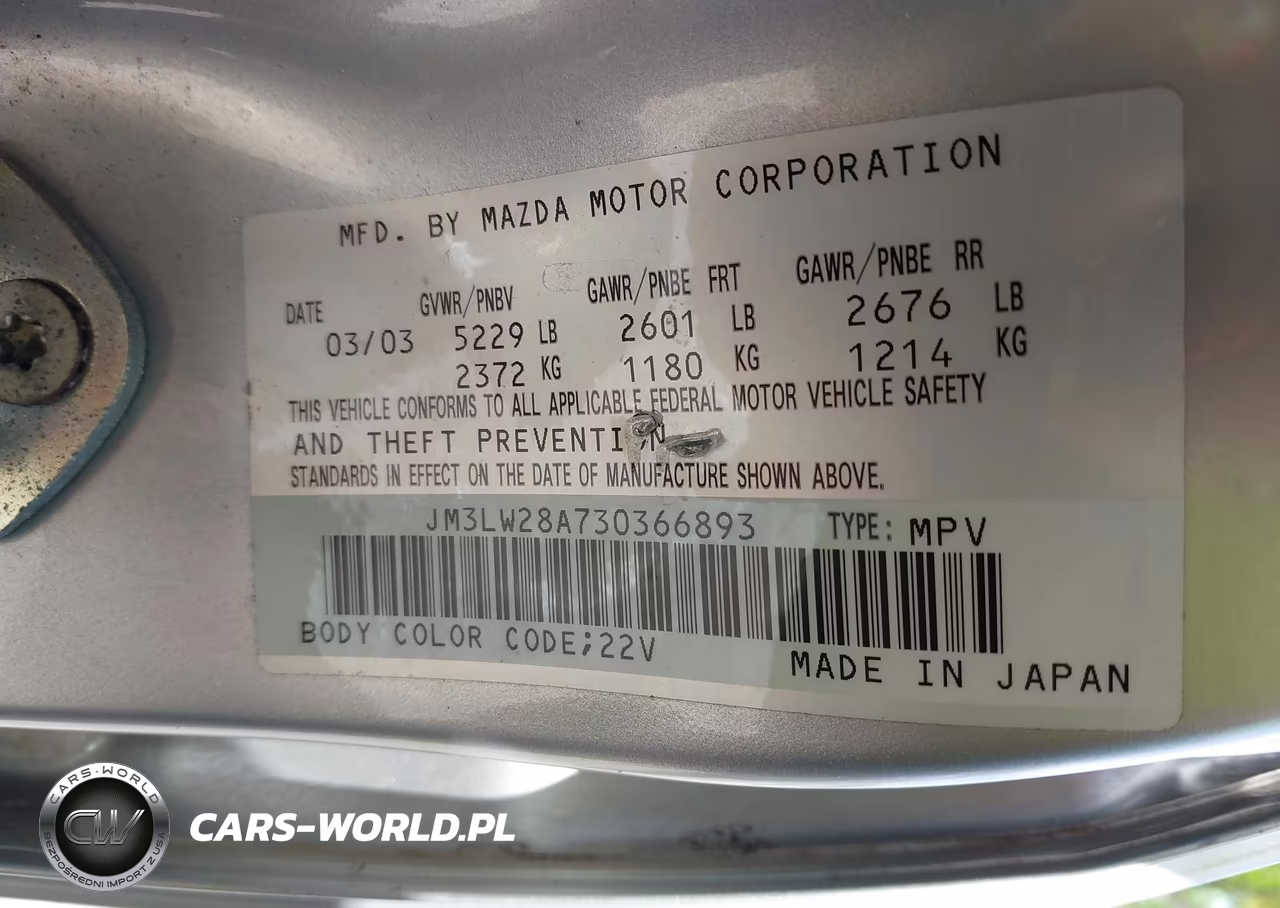 2003 Mazda Mpv Es-Lx-Lx-Sv VIN:JM3LW28A730366893 - 9