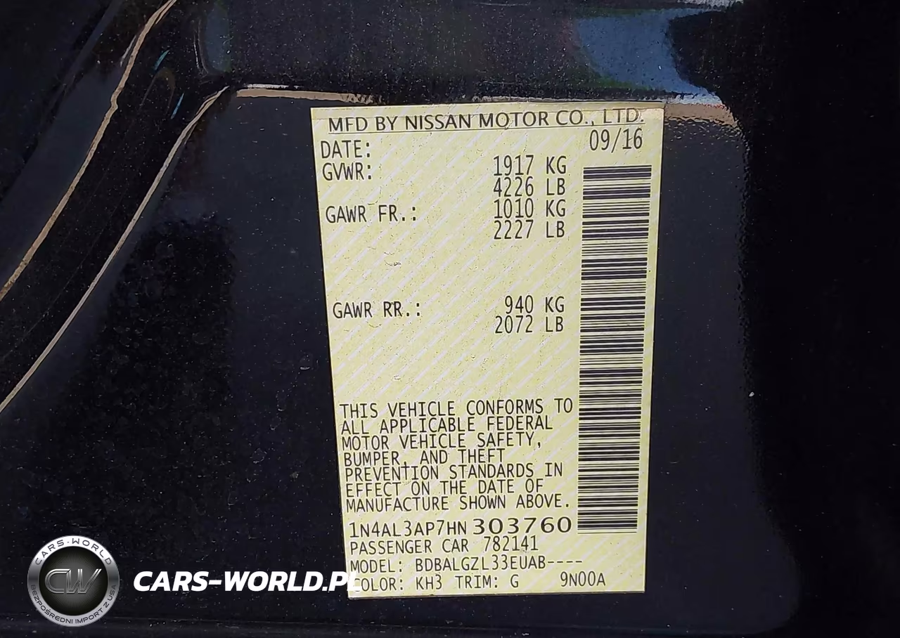 2017 Nissan Altima 2.5-2.5 S-2.5 Sl-2.5 Sr-2.5 Sv VIN:1N4AL3AP7HN303760 - 9