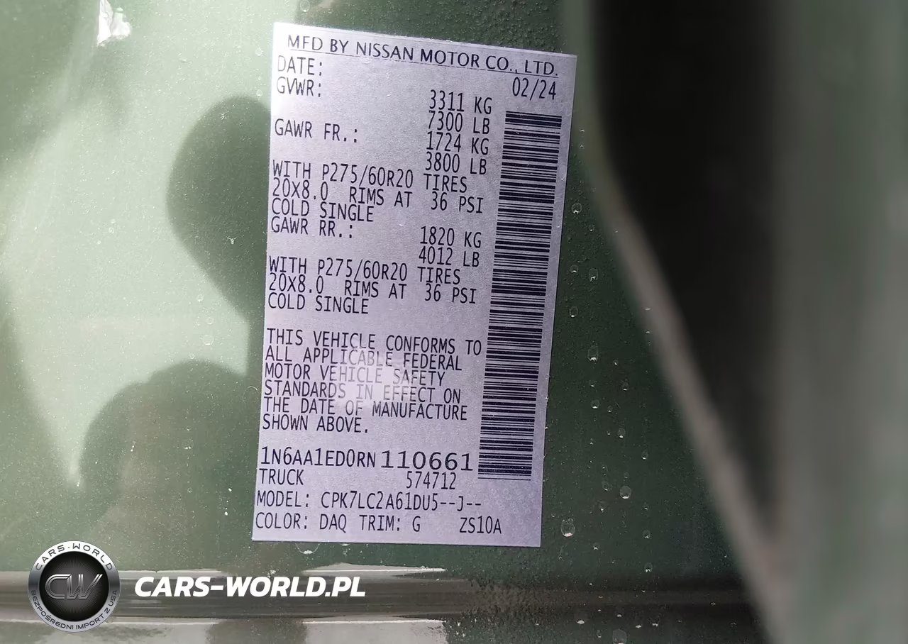 2024 Nissan Titan Sv 4X4 VIN:1N6AA1ED0RN110661 - 9
