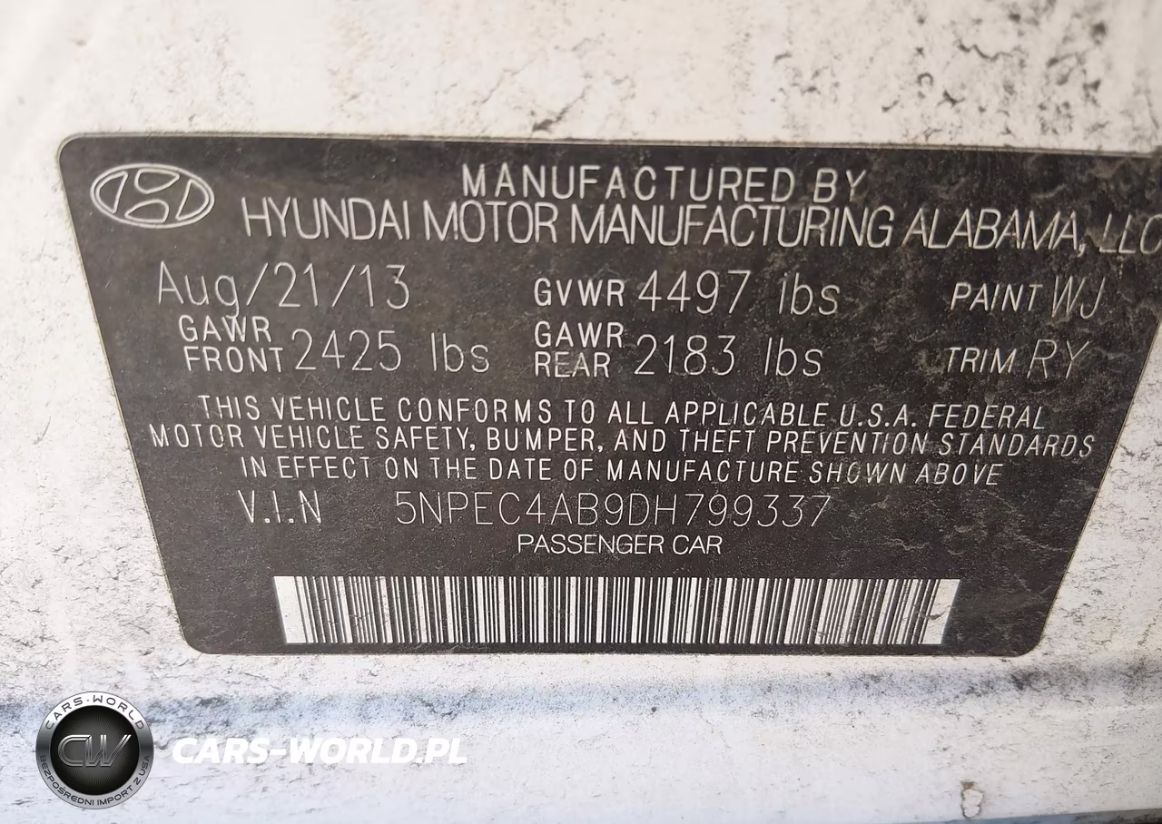 2013 Hyundai Sonata Se 2.0T VIN:5NPEC4AB9DH799337 - 8