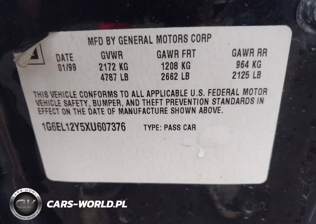 1999 Cadillac Eldorado Standard VIN:1G6EL12Y5XU607376 - 9