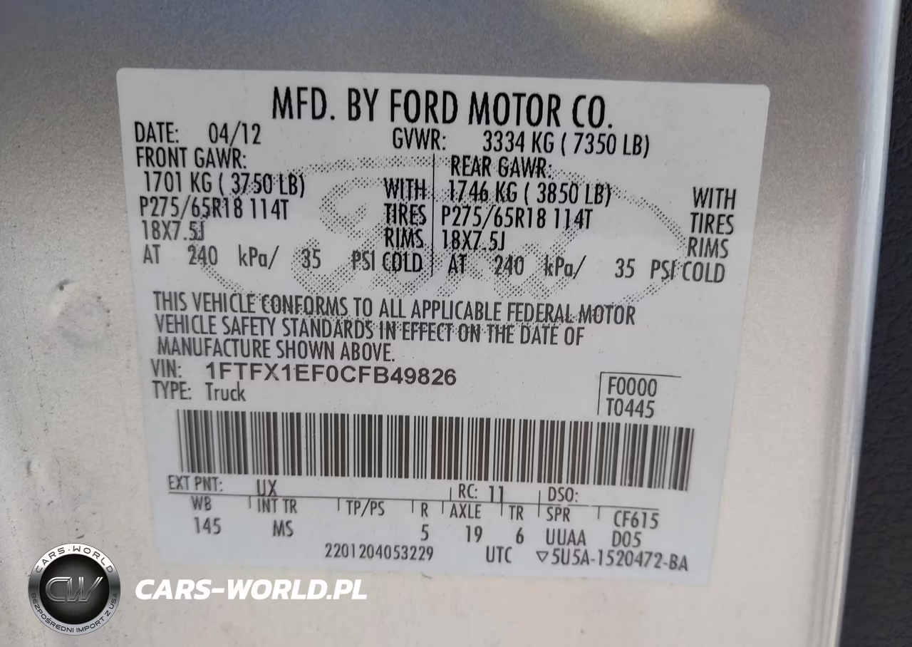 2012 Ford F-150 Xlt VIN:1FTFX1EF0CFB49826 - 9