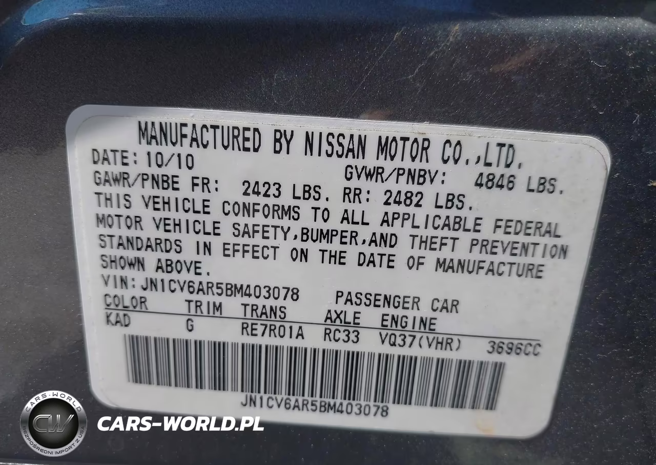 2011 Infiniti G37X VIN:JN1CV6AR5BM403078 - 9