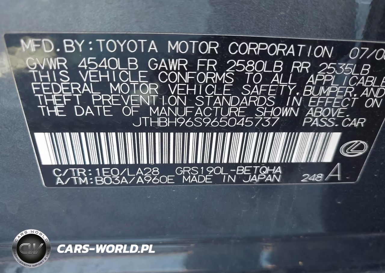 2006 Lexus Gs 300 VIN:JTHBH96S965045737 - 9