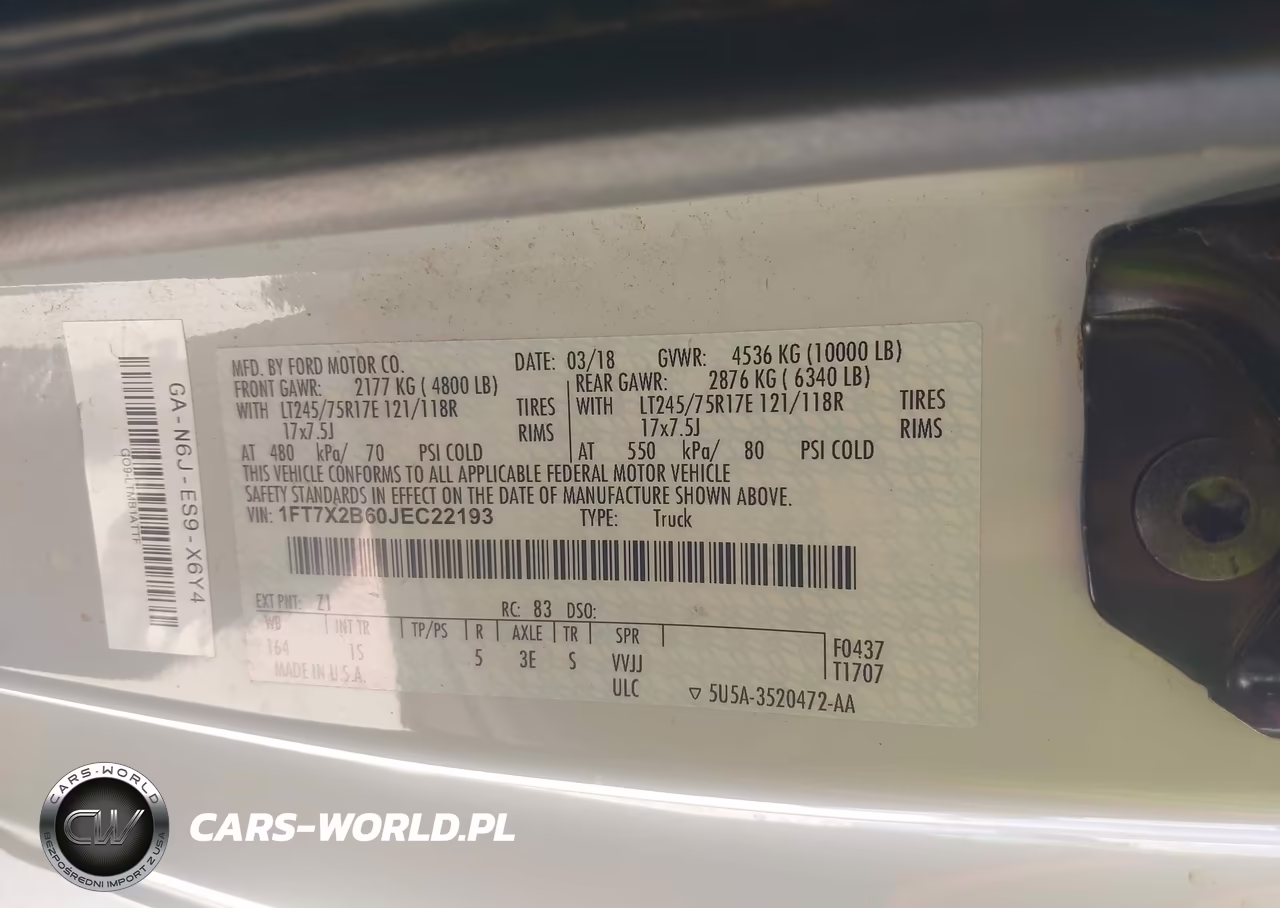 2018 Ford F-250 Xl VIN:1FT7X2B60JEC22193 - 9