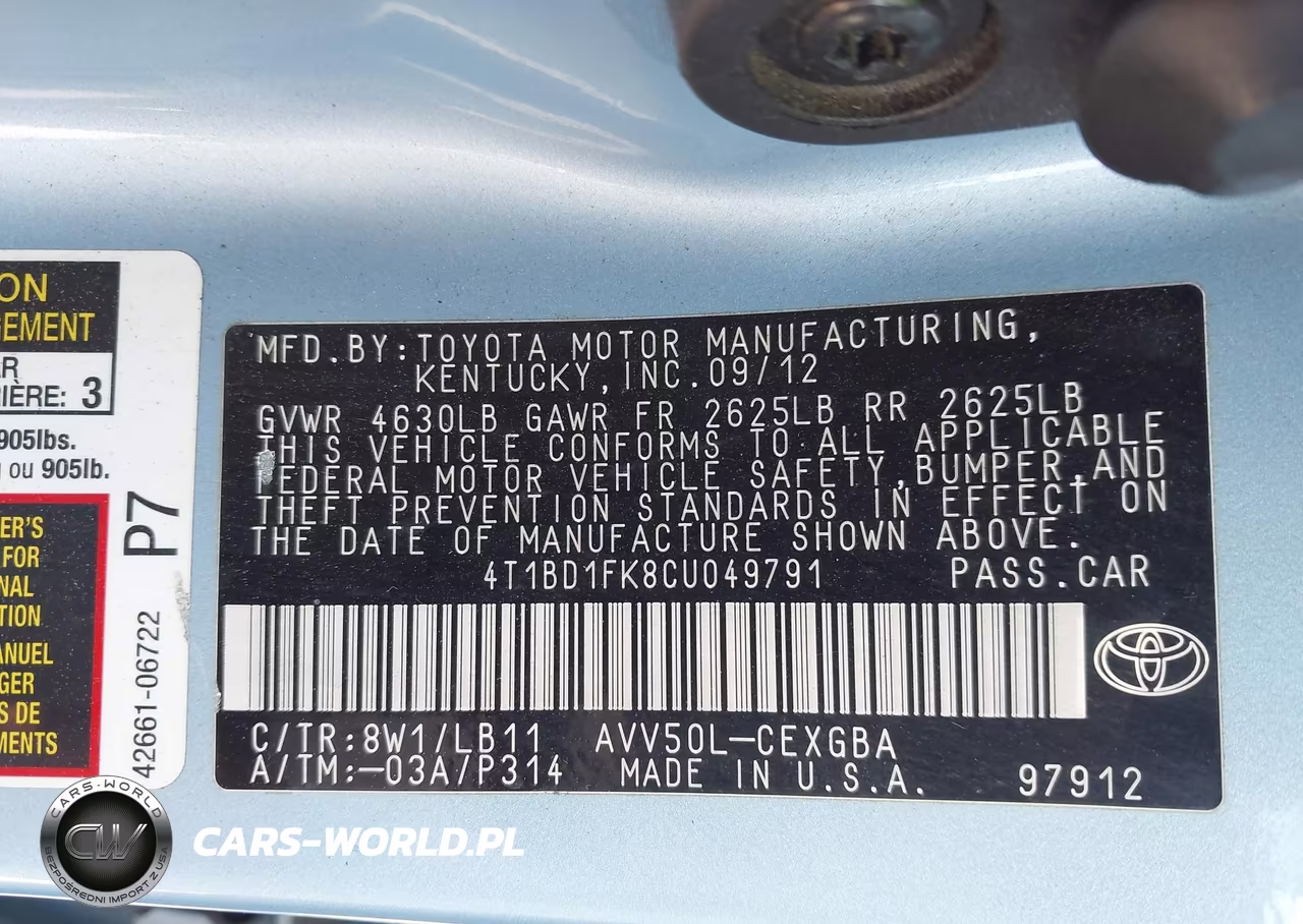 2012 Toyota Camry Hybrid Xle VIN:4T1BD1FK8CU049791 - 9