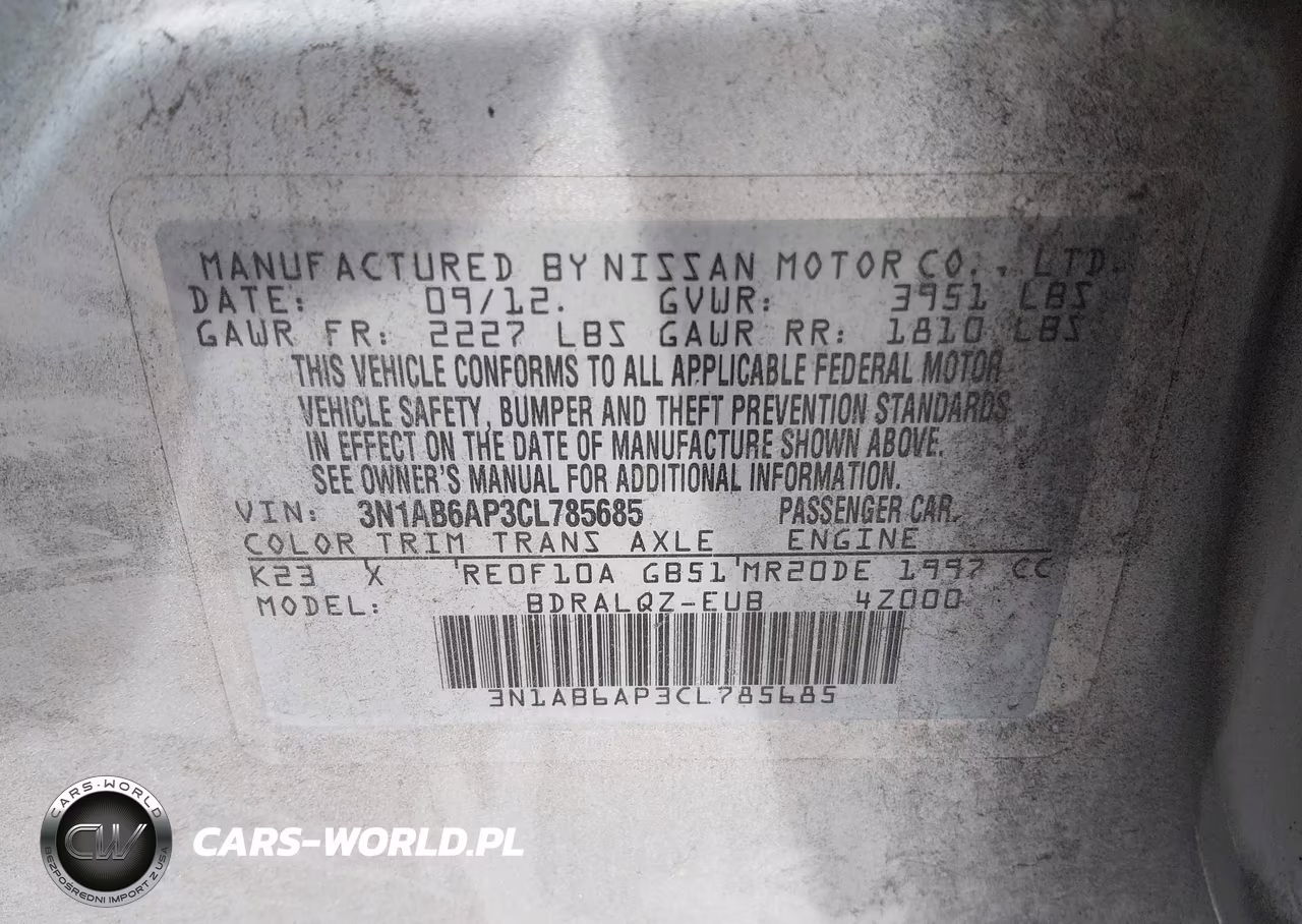 2012 Nissan Sentra 2.0 VIN:3N1AB6AP3CL785685 - 9