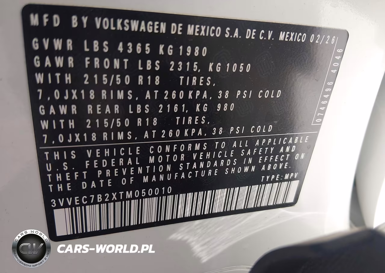 2026 Volkswagen Taos Se VIN:3VVEC7B2XTM050010 - 9