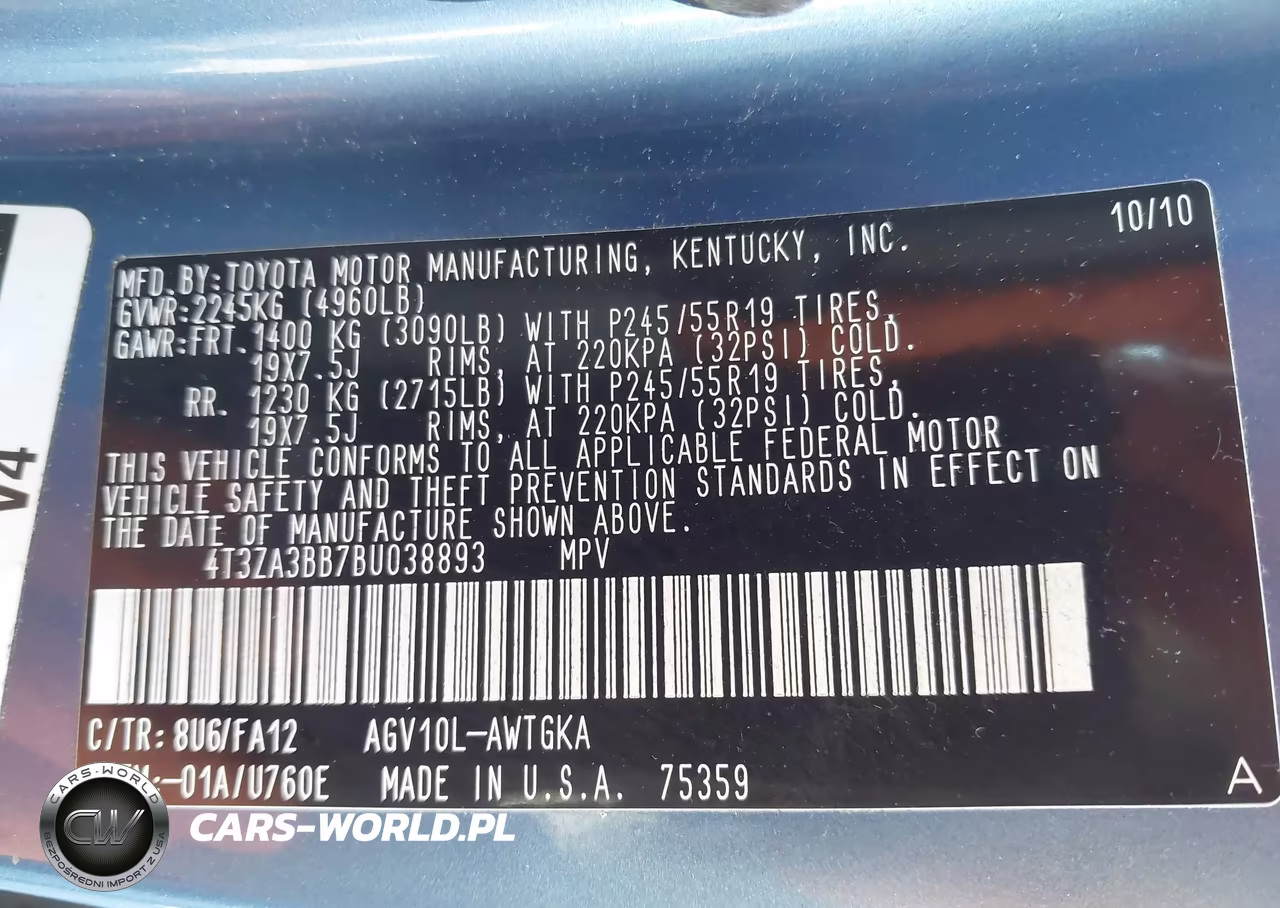 2011 Toyota Venza VIN:4T3ZA3BB7BU038893 - 9