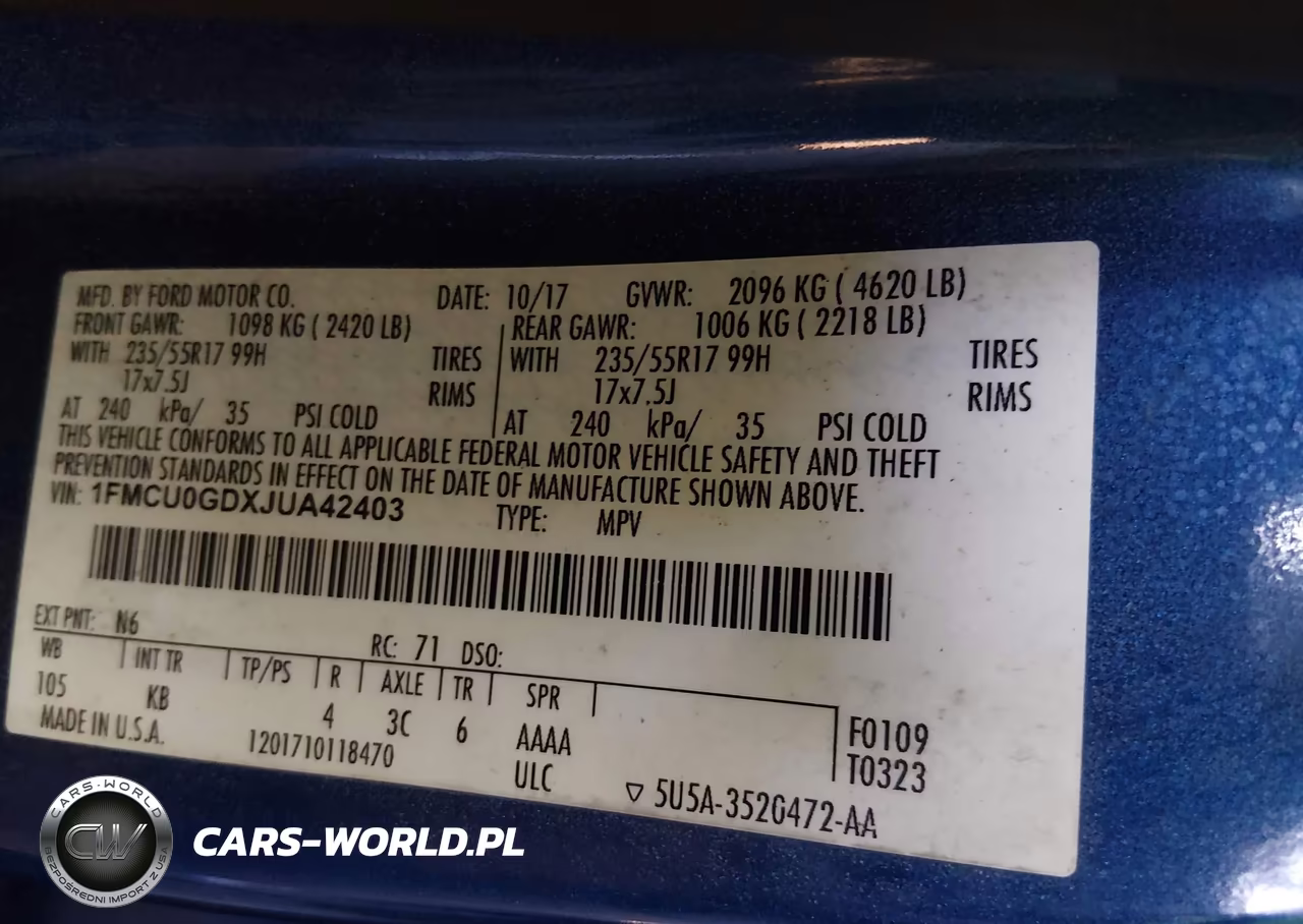 2018 Ford Escape Se VIN:1FMCU0GDXJUA42403 - 9