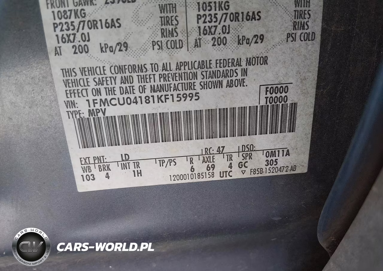 2001 Ford Escape Xlt VIN:1FMCU04181KF15995 - 9