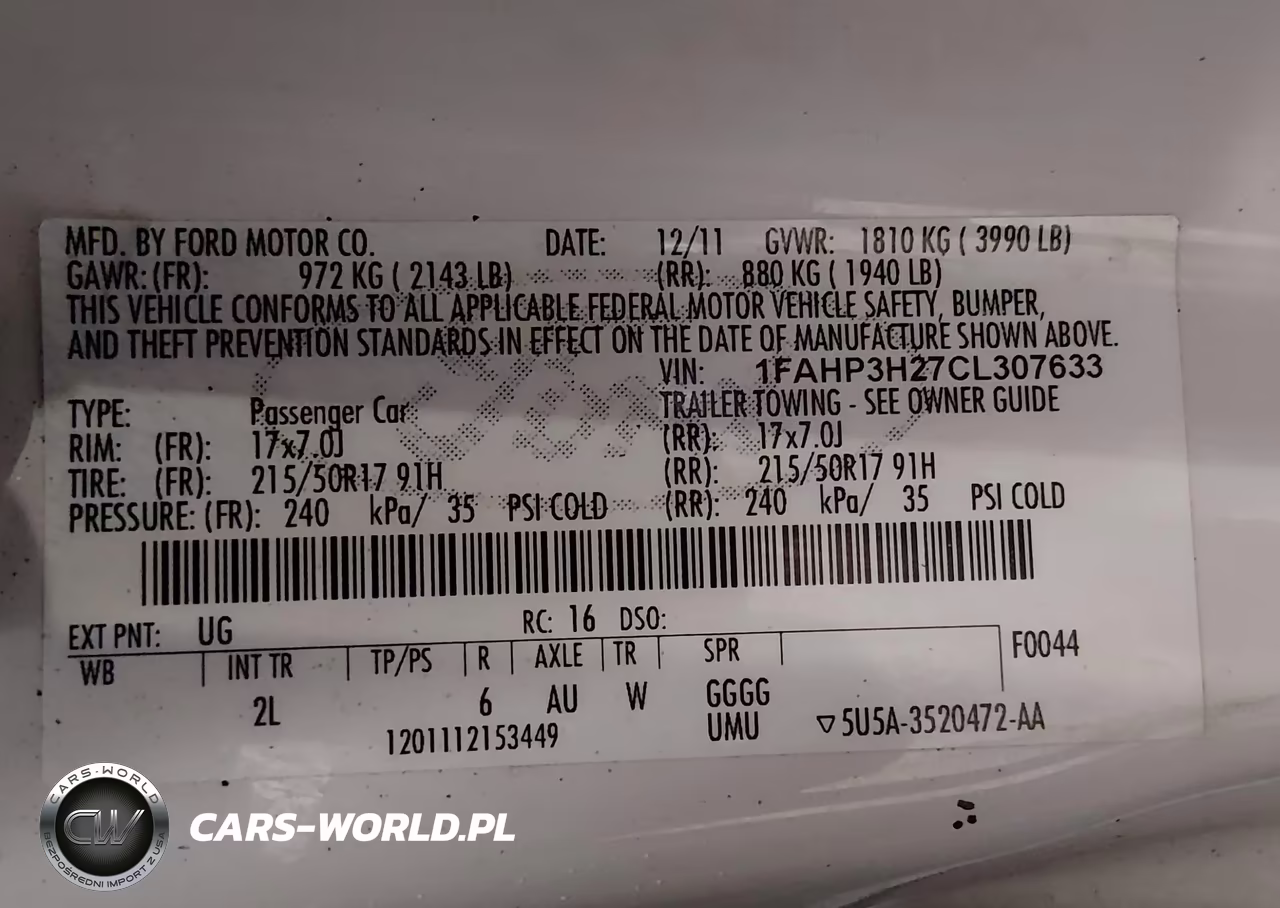 2012 Ford Focus Sel VIN:1FAHP3H27CL307633 - 9