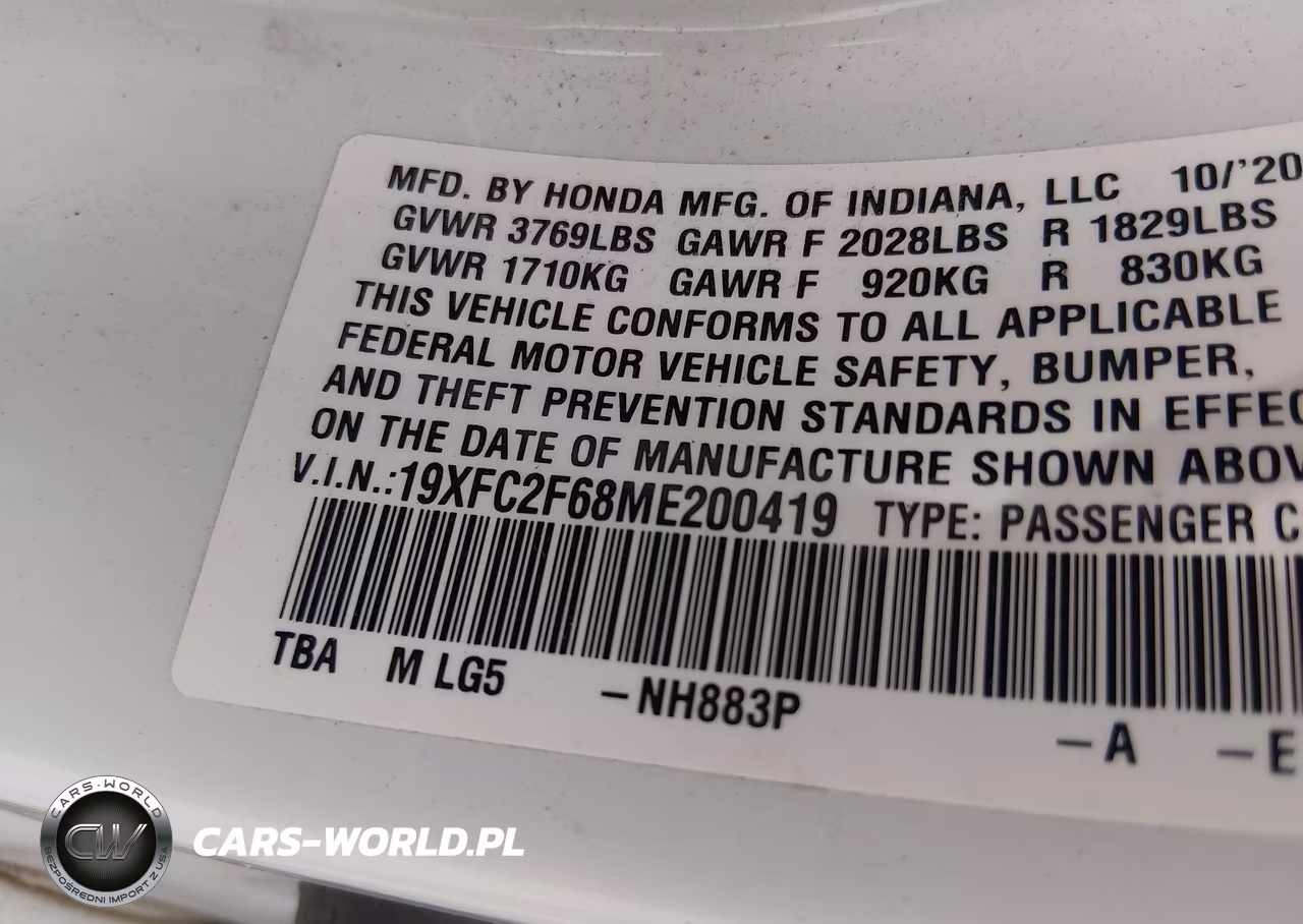 2021 Honda Civic Lx VIN:19XFC2F68ME200419 - 9
