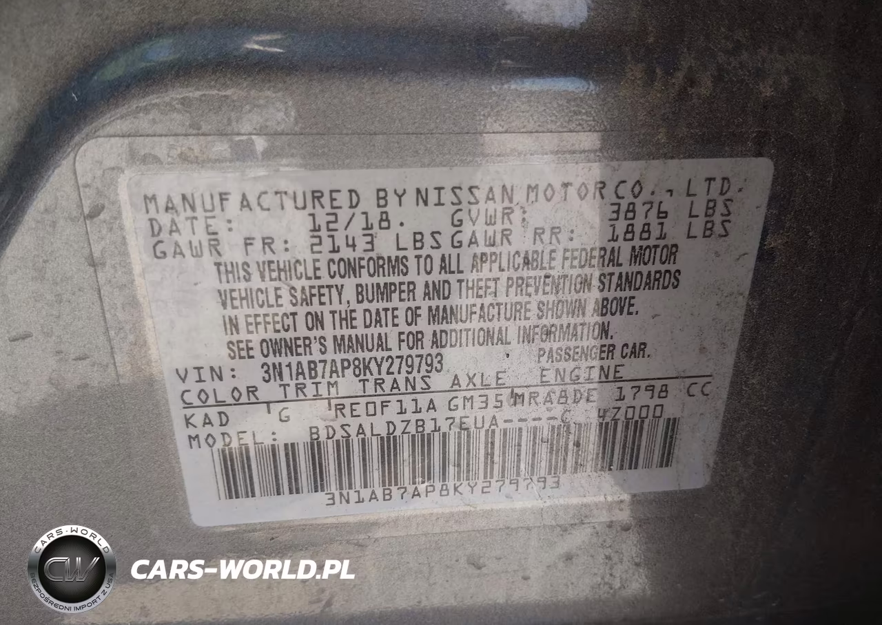 2019 Nissan Sentra Sv VIN:3N1AB7AP8KY279793 - 9