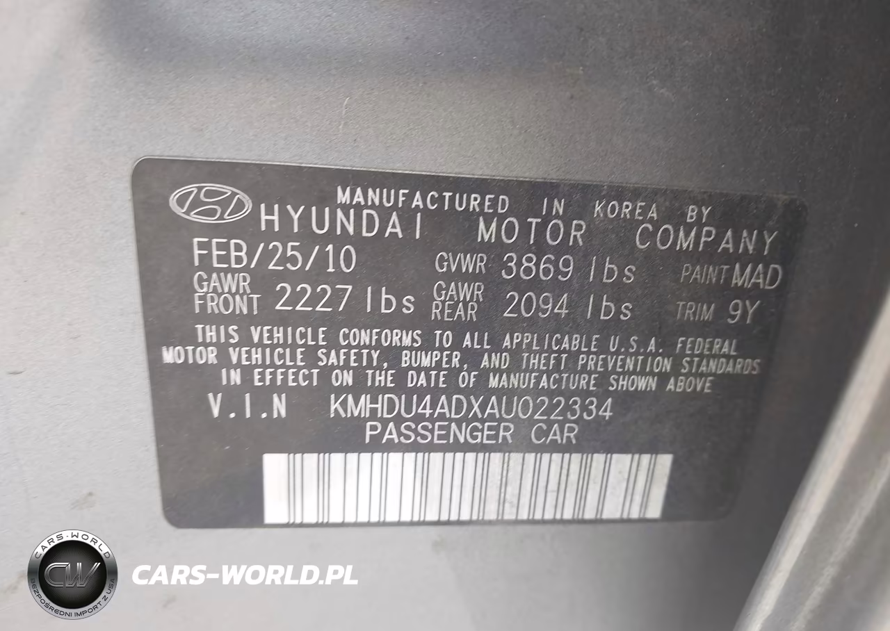 2010 Hyundai Elantra Se VIN:KMHDU4ADXAU022334 - 9