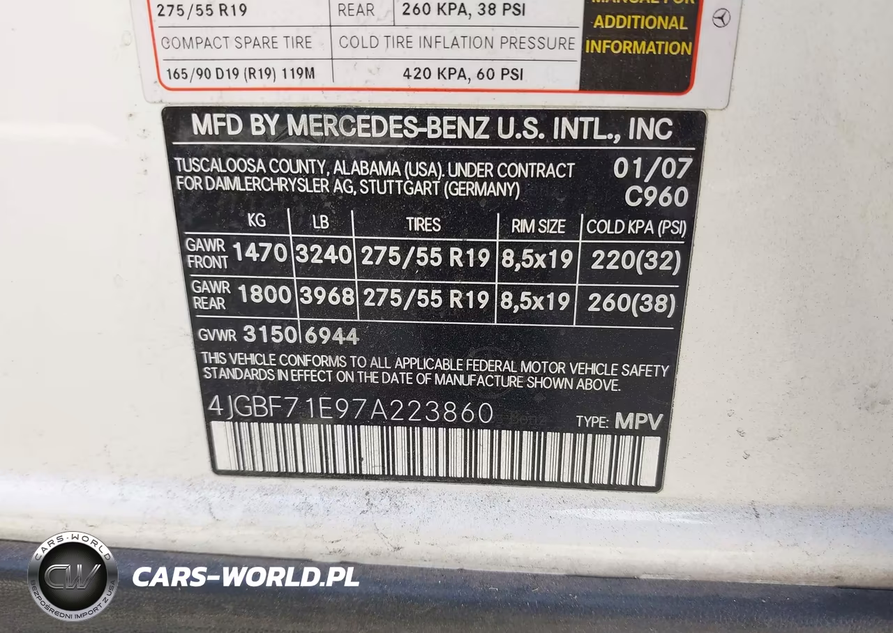 2007 Mercedes-Benz Gl 450 4Matic VIN:4JGBF71E97A223860 - 9